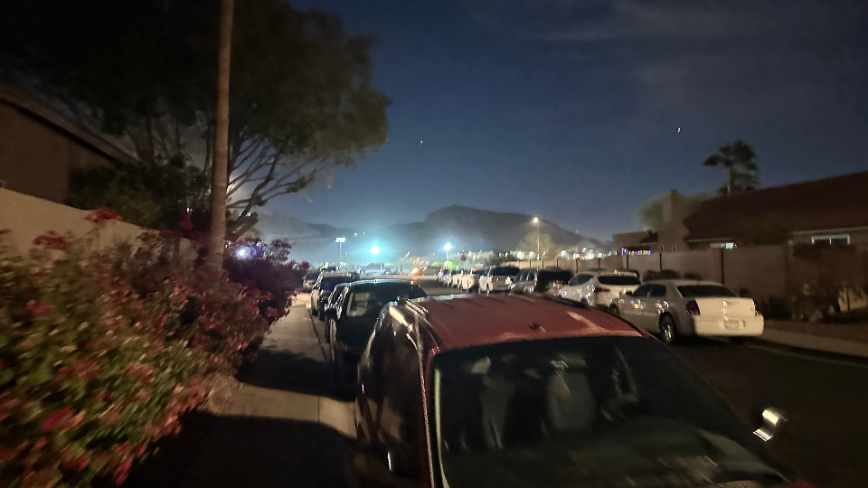 Suburban Street Under Night Sky