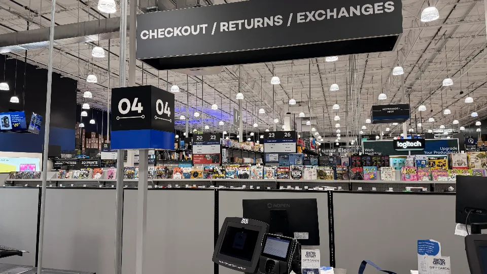 Checkout Lanes at Electronics Store